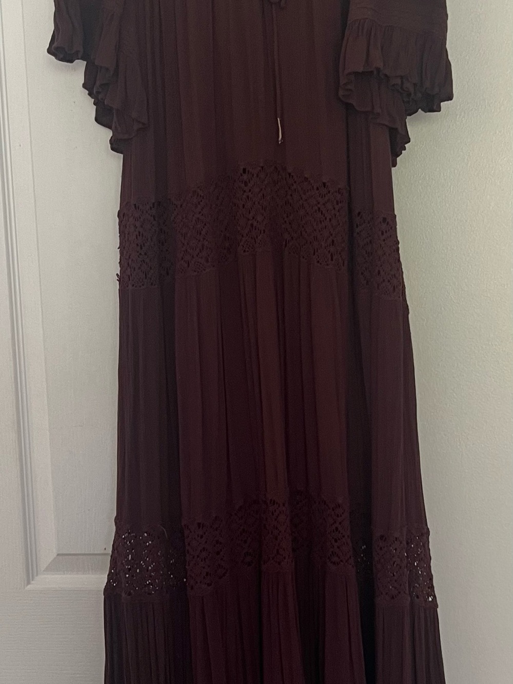 Free People Dream On Maxi Dress size L Deep Brown